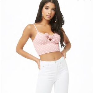 Forever 21 Pink Polka Dot Crop Top